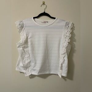 NWT SO Floral Lace Eyelet Crop Top - XL‎